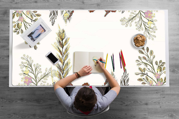 Large desk pad PVC protector Field flowers