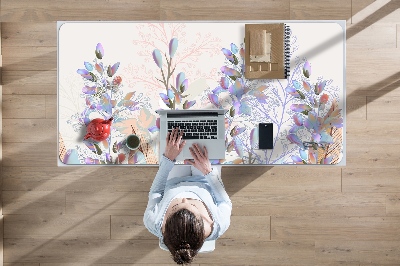 Full desk protector pastel leaves