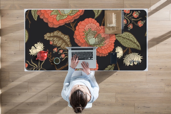 Large desk pad PVC protector retro Flowers