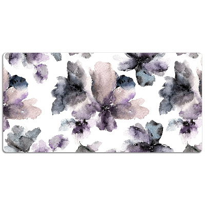 Large desk mat table protector dark flowers