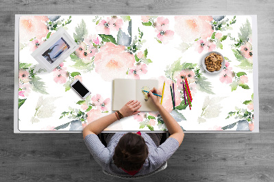 Full desk protector pastel flowers