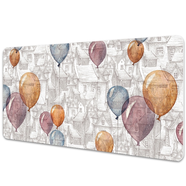 Large desk mat table protector Balloons and houses