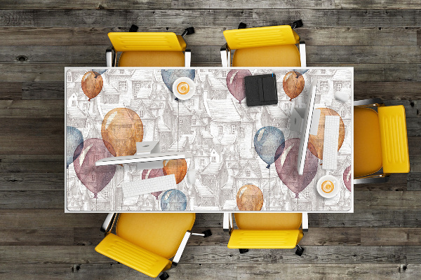 Large desk mat table protector Balloons and houses