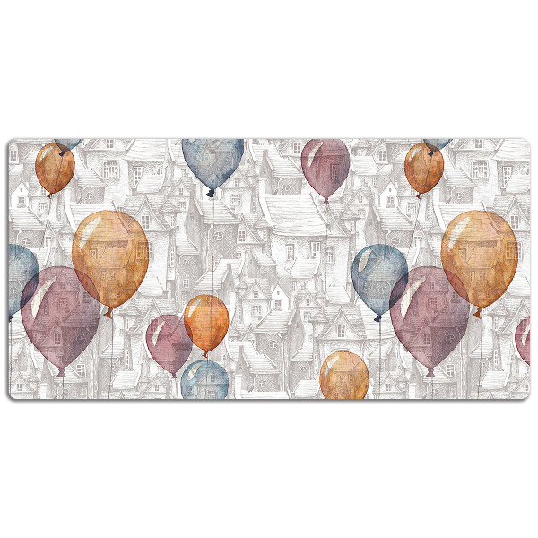 Large desk mat table protector Balloons and houses