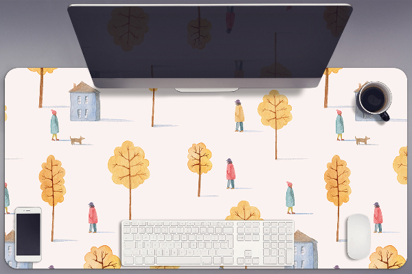 Full desk protector Houses among the trees