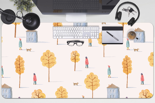 Full desk protector Houses among the trees