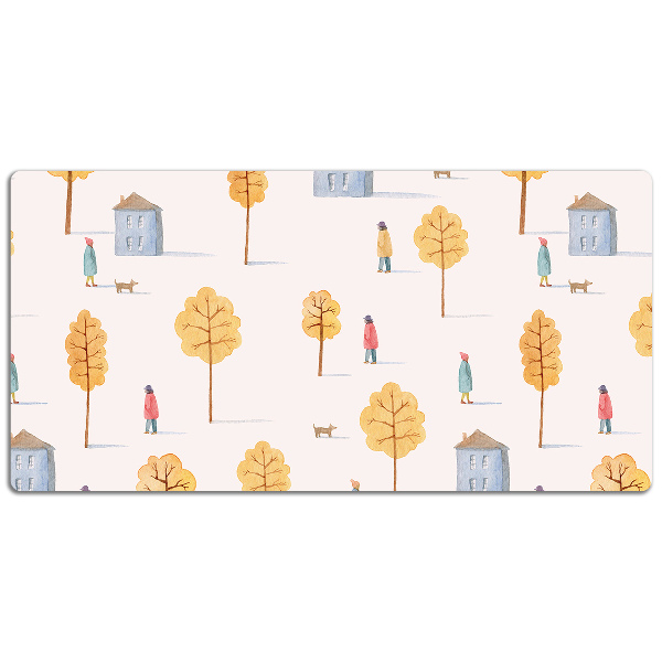 Full desk protector Houses among the trees