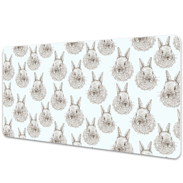 Desk mat rabbits sketched