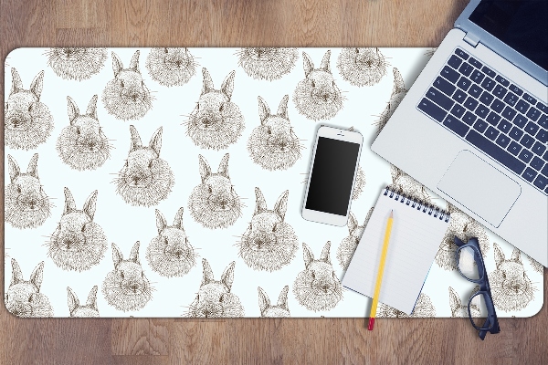 Desk mat rabbits sketched
