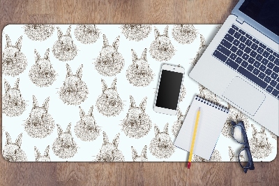 Desk mat rabbits sketched