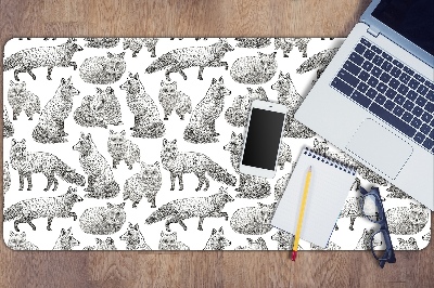 Full desk pad sketched foxes