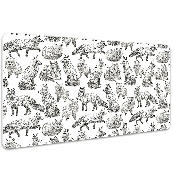 Full desk pad sketched foxes