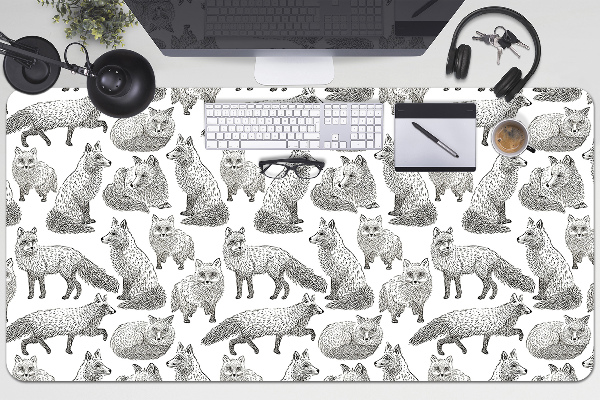 Full desk pad sketched foxes