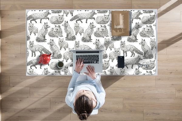 Full desk pad sketched foxes