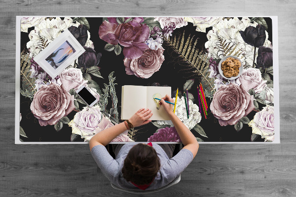 Desk mat romantic flowers