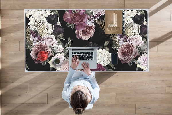 Desk mat romantic flowers