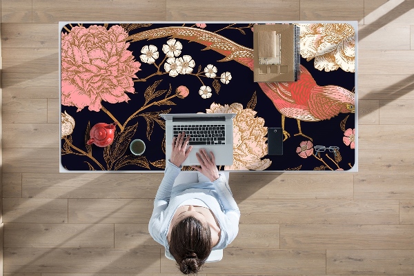 Full desk pad Peony with bird