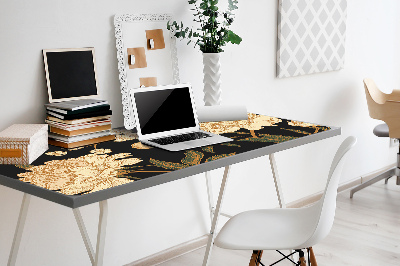 Large desk mat table protector white peony
