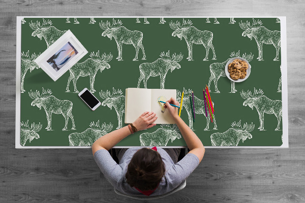 Full desk protector Elk on a green background