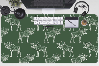 Full desk protector Elk on a green background