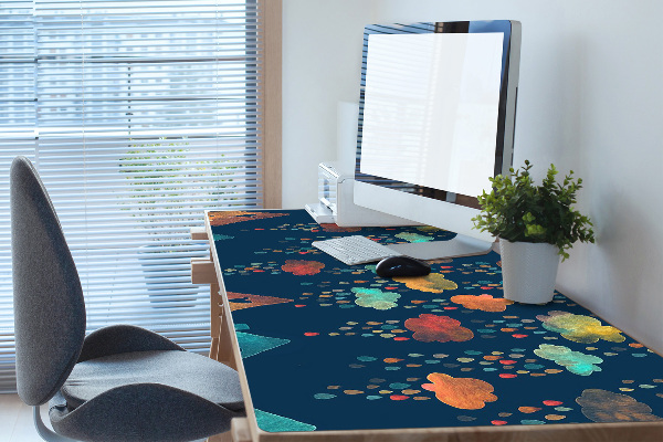 Large desk mat table protector colorful houses