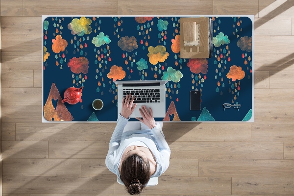 Large desk mat table protector colorful houses