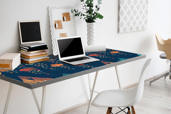 Large desk mat table protector colorful houses