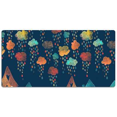 Large desk mat table protector colorful houses