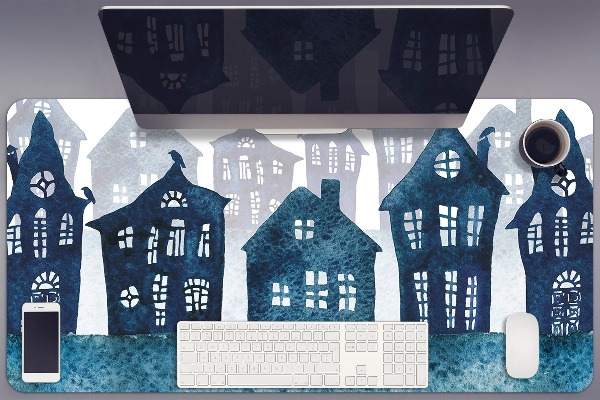 Large desk mat for children City at night