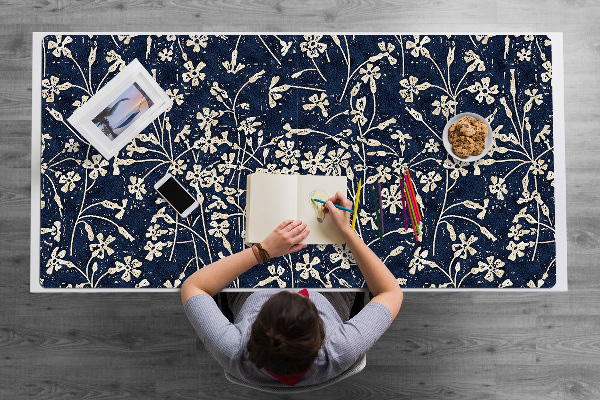 Large desk mat table protector floral pattern
