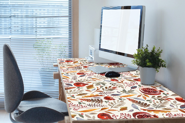 Large desk mat table protector pomegranates