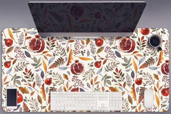 Large desk mat table protector pomegranates