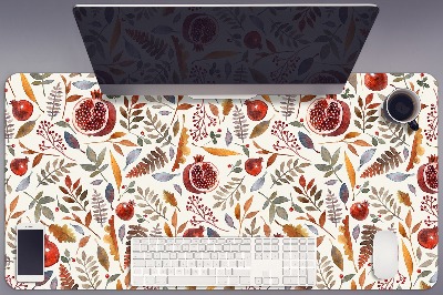 Large desk mat table protector pomegranates