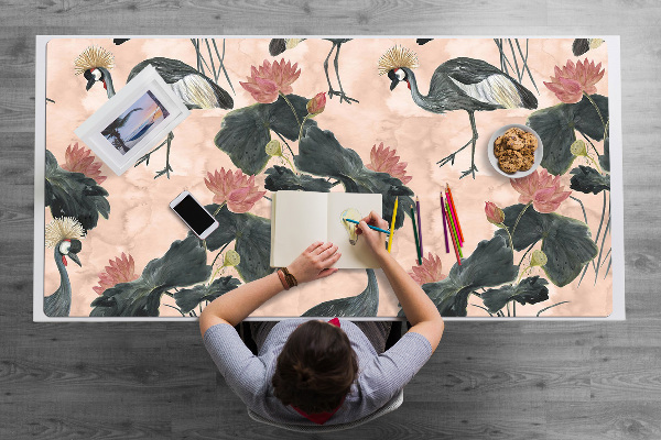 Full desk protector Chinese cranes