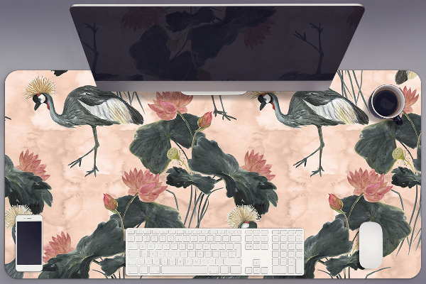 Full desk protector Chinese cranes
