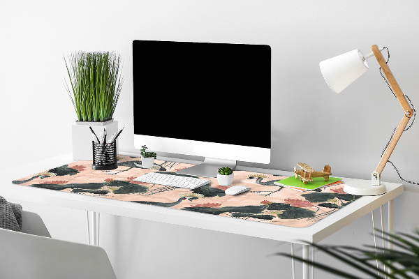 Full desk protector Chinese cranes