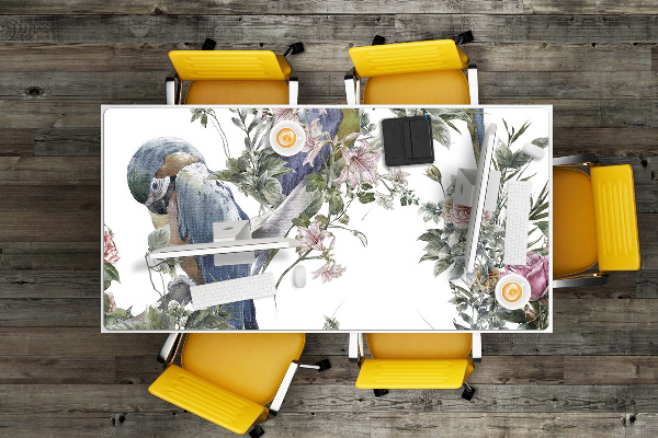 Large desk mat for children parrots