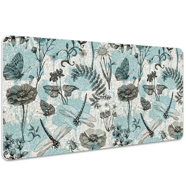 Full desk mat Flowers and dragonflies