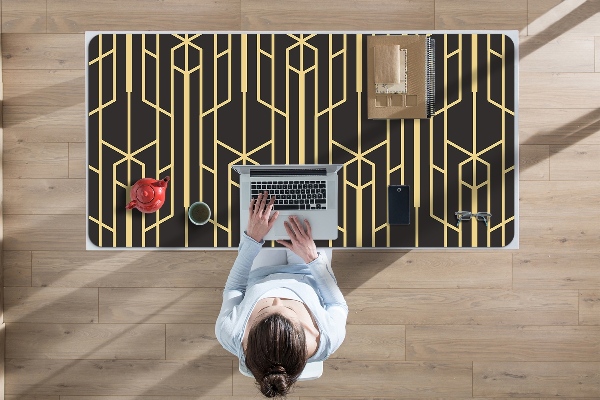 Large desk mat for children yellow lines