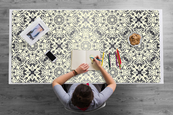 Large desk mat table protector floral pattern