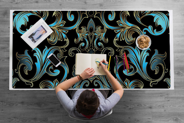 Large desk mat table protector baroque pattern