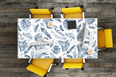 Full desk pad blue leaves