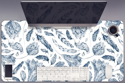 Full desk pad blue leaves