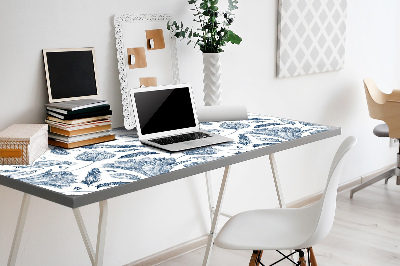 Full desk pad blue leaves