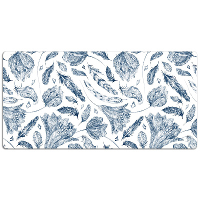 Full desk pad blue leaves