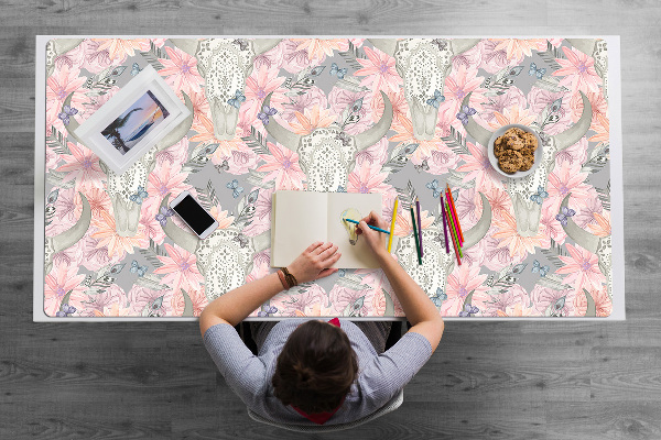 Large desk mat table protector skulls bulls