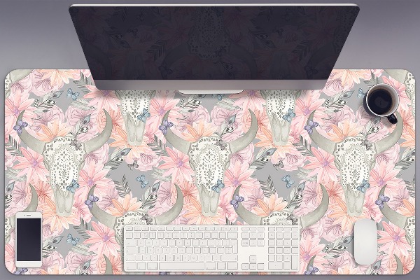 Large desk mat table protector skulls bulls