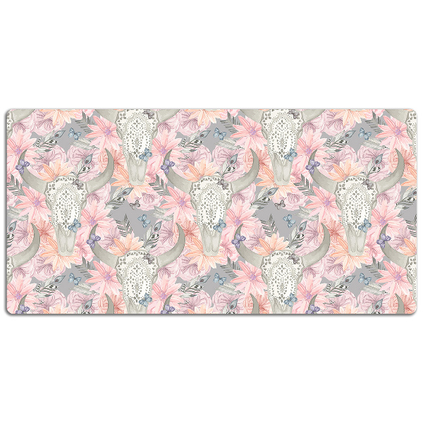 Large desk mat table protector skulls bulls