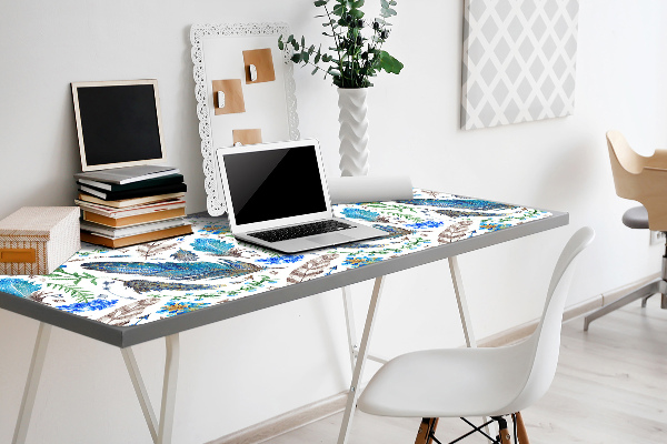 Large desk pad PVC protector Bird feathers