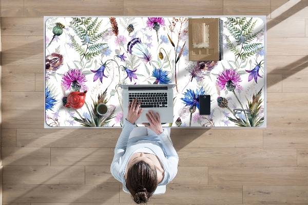 Large desk pad PVC protector Field flowers